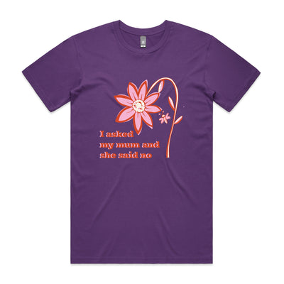 I Asked My Mum Tee by Lonely Kids Club. All clothing from our T-shirts to our shorts and hoodies are ethically made, and printed packed and shipped from Sydney.