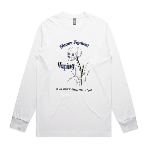 Mums Against Vaping Tee by Lonely Kids Club. All clothing from our T-shirts to our shorts and hoodies are ethically made, and printed packed and shipped from Sydney.