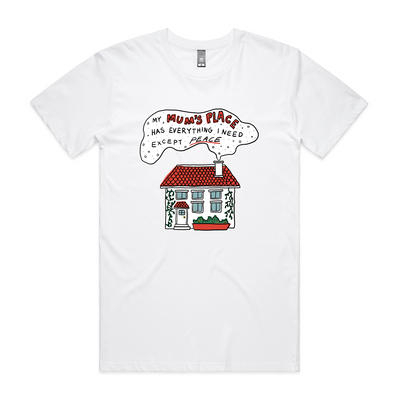 Mum's Place Tee by Lonely Kids Club. All clothing from our T-shirts to our shorts and hoodies are ethically made, and printed packed and shipped from Sydney.