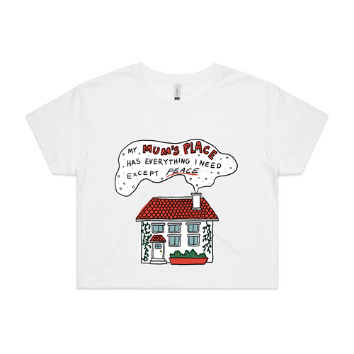 Mum's Place Tee by Lonely Kids Club. All clothing from our T-shirts to our shorts and hoodies are ethically made, and printed packed and shipped from Sydney.
