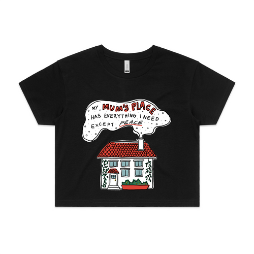 Mum's Place Tee by Lonely Kids Club. All clothing from our T-shirts to our shorts and hoodies are ethically made, and printed packed and shipped from Sydney.