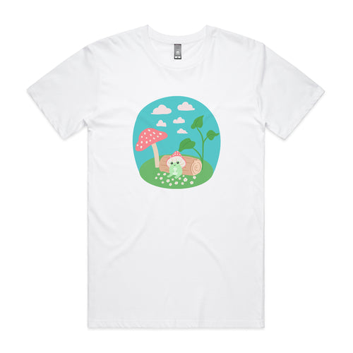 Mushroom Frog Tee by Lonely Kids Club. All clothing from our T-shirts to our shorts and hoodies are ethically made, and printed packed and shipped from Sydney.
