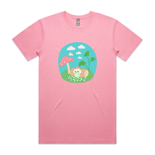 Mushroom Frog Tee by Lonely Kids Club. All clothing from our T-shirts to our shorts and hoodies are ethically made, and printed packed and shipped from Sydney.