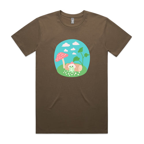 Mushroom Frog Tee by Lonely Kids Club. All clothing from our T-shirts to our shorts and hoodies are ethically made, and printed packed and shipped from Sydney.
