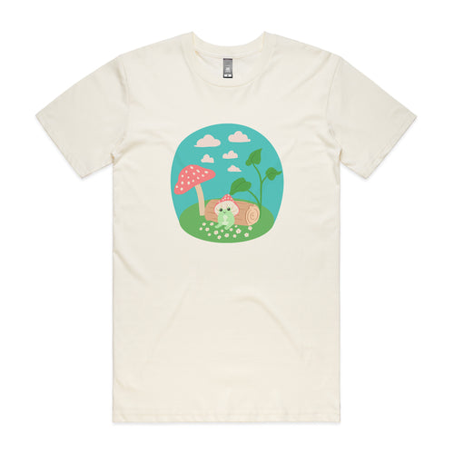 Mushroom Frog Tee by Lonely Kids Club. All clothing from our T-shirts to our shorts and hoodies are ethically made, and printed packed and shipped from Sydney.