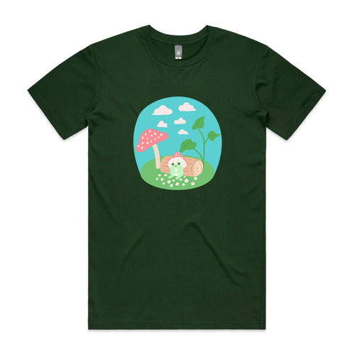 Mushroom Frog Tee by Lonely Kids Club. All clothing from our T-shirts to our shorts and hoodies are ethically made, and printed packed and shipped from Sydney.