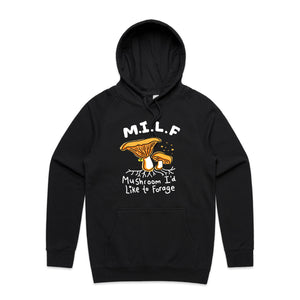 Mushroom MILF Hoodie by Lonely Kids Club. All clothing from our T-shirts to our shorts and hoodies are ethically made, and printed packed and shipped from Sydney.