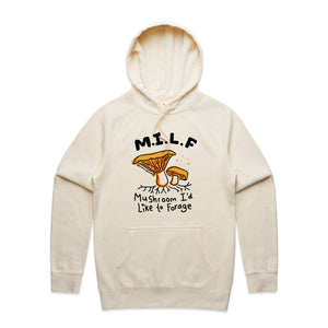 Mushroom MILF Hoodie by Lonely Kids Club. All clothing from our T-shirts to our shorts and hoodies are ethically made, and printed packed and shipped from Sydney.
