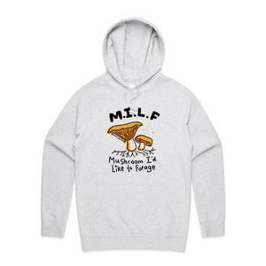 Mushroom MILF Hoodie by Lonely Kids Club. All clothing from our T-shirts to our shorts and hoodies are ethically made, and printed packed and shipped from Sydney.