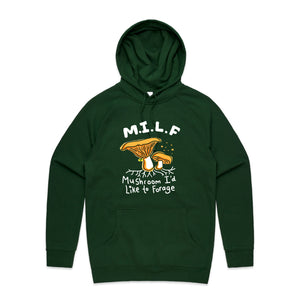 Mushroom MILF Hoodie by Lonely Kids Club. All clothing from our T-shirts to our shorts and hoodies are ethically made, and printed packed and shipped from Sydney.