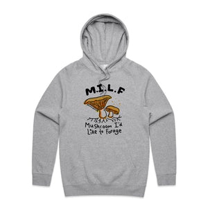 Mushroom MILF Hoodie by Lonely Kids Club. All clothing from our T-shirts to our shorts and hoodies are ethically made, and printed packed and shipped from Sydney.