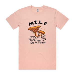Mushroom MILF Tee by Lonely Kids Club. All clothing from our T-shirts to our shorts and hoodies are ethically made, and printed packed and shipped from Sydney.