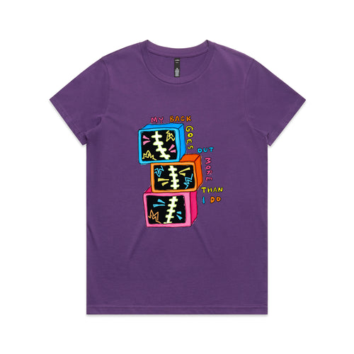 My Back Goes Out More Than I Do Tee by Lonely Kids Club. All clothing from our T-shirts to our shorts and hoodies are ethically made, and printed packed and shipped from Sydney.