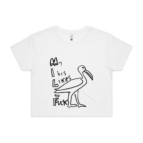 My Ibis Likes To Fuck Tee by Lonely Kids Club. All clothing from our T-shirts to our shorts and hoodies are ethically made, and printed packed and shipped from Sydney.