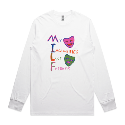 My Insecurities Last Forever Tee by Lonely Kids Club. All clothing from our T-shirts to our shorts and hoodies are ethically made, and printed packed and shipped from Sydney.
