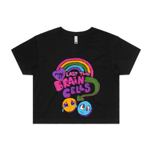 My Last Two Brain Cells Tee by Lonely Kids Club. All clothing from our T-shirts to our shorts and hoodies are ethically made, and printed packed and shipped from Sydney.