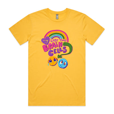 My Last Two Brain Cells Tee by Lonely Kids Club. All clothing from our T-shirts to our shorts and hoodies are ethically made, and printed packed and shipped from Sydney.