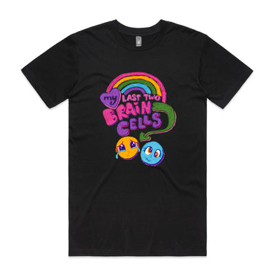 My Last Two Brain Cells Tee by Lonely Kids Club. All clothing from our T-shirts to our shorts and hoodies are ethically made, and printed packed and shipped from Sydney.