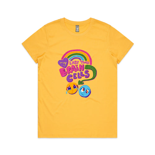 My Last Two Brain Cells Tee by Lonely Kids Club. All clothing from our T-shirts to our shorts and hoodies are ethically made, and printed packed and shipped from Sydney.