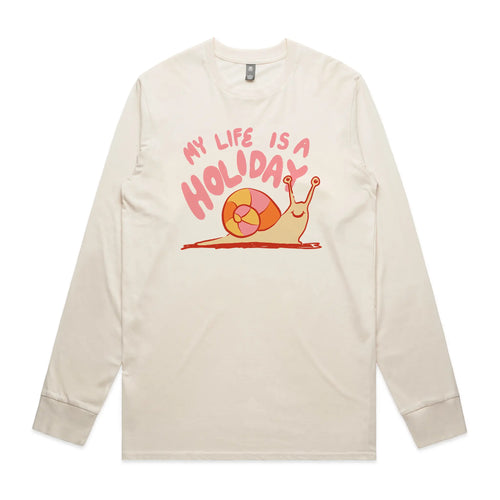 My Life Is A Holiday Tee by Lonely Kids Club. All clothing from our T-shirts to our shorts and hoodies are ethically made, and printed packed and shipped from Sydney.