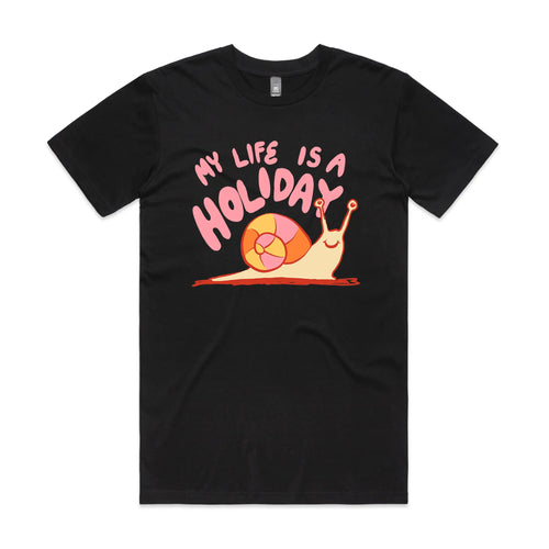 My Life Is A Holiday Tee by Lonely Kids Club. All clothing from our T-shirts to our shorts and hoodies are ethically made, and printed packed and shipped from Sydney.