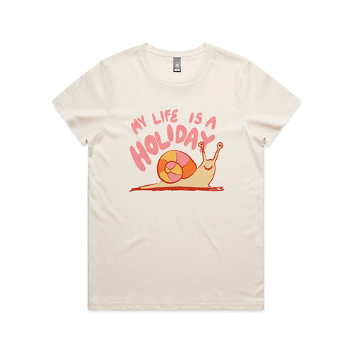 My Life Is A Holiday Tee by Lonely Kids Club. All clothing from our T-shirts to our shorts and hoodies are ethically made, and printed packed and shipped from Sydney.