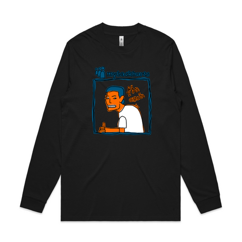 Mybackhurts Tee by Lonely Kids Club. All clothing from our T-shirts to our shorts and hoodies are ethically made, and printed packed and shipped from Sydney.