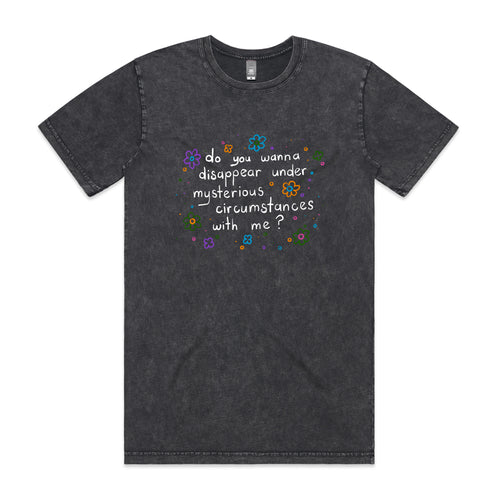 Mysterious Circumstances Tee by Lonely Kids Club. All clothing from our T-shirts to our shorts and hoodies are ethically made, and printed packed and shipped from Sydney.
