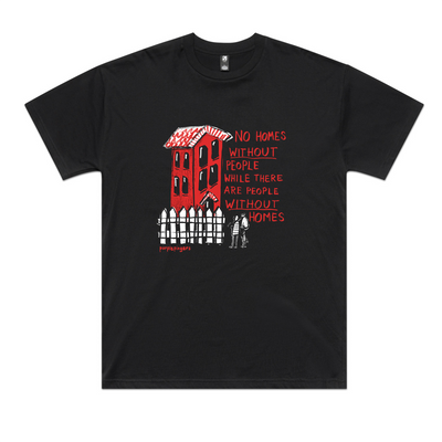 No Homes Oversized Tee by Lonely Kids Club. All clothing from our T-shirts to our shorts and hoodies are ethically made, and printed packed and shipped from Sydney.