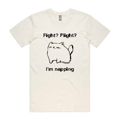 Fight Flight Nap Tee by Lonely Kids Club. All clothing from our T-shirts to our shorts and hoodies are ethically made, and printed packed and shipped from Sydney.