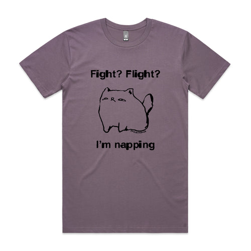 Fight Flight Nap Tee by Lonely Kids Club. All clothing from our T-shirts to our shorts and hoodies are ethically made, and printed packed and shipped from Sydney.