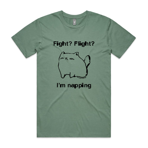 Fight Flight Nap Tee by Lonely Kids Club. All clothing from our T-shirts to our shorts and hoodies are ethically made, and printed packed and shipped from Sydney.