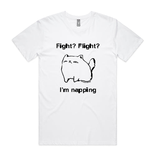 Fight Flight Nap Tee by Lonely Kids Club. All clothing from our T-shirts to our shorts and hoodies are ethically made, and printed packed and shipped from Sydney.