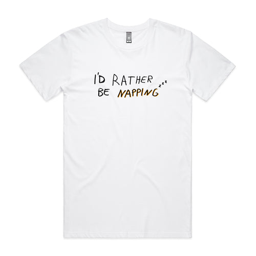 Napping Tee by Lonely Kids Club. All clothing from our T-shirts to our shorts and hoodies are ethically made, and printed packed and shipped from Sydney.