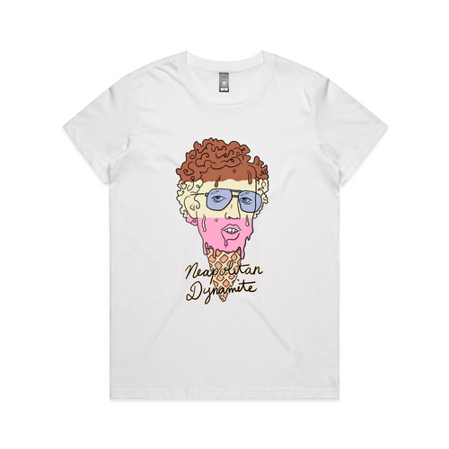 Neapolitan Dynamite Tee by Lonely Kids Club. All clothing from our T-shirts to our shorts and hoodies are ethically made, and printed packed and shipped from Sydney.