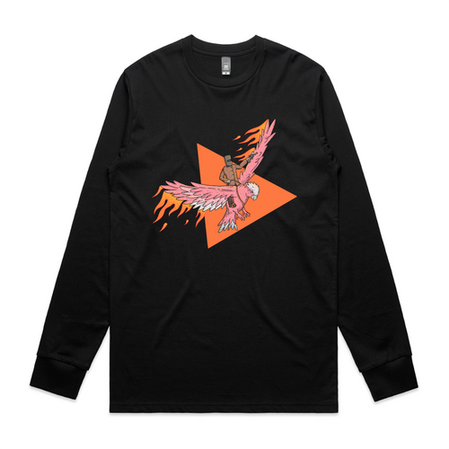 Ned Kelly Galah Tee by Lonely Kids Club. All clothing from our T-shirts to our shorts and hoodies are ethically made, and printed packed and shipped from Sydney.