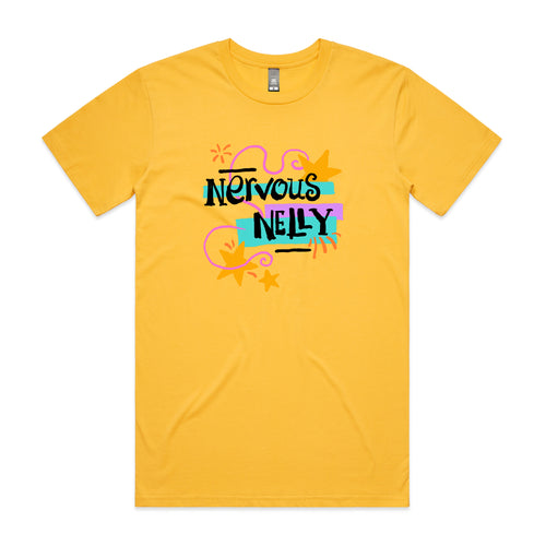 Nervous Nelly Tee by Lonely Kids Club. All clothing from our T-shirts to our shorts and hoodies are ethically made, and printed packed and shipped from Sydney.