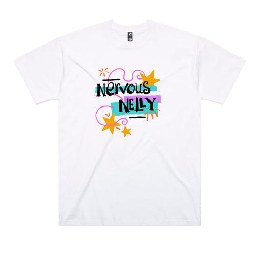 Nervous Nelly Tee by Lonely Kids Club. All clothing from our T-shirts to our shorts and hoodies are ethically made, and printed packed and shipped from Sydney.