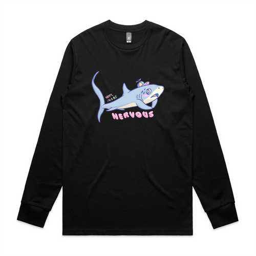 Nervous Shark Tee by Lonely Kids Club. All clothing from our T-shirts to our shorts and hoodies are ethically made, and printed packed and shipped from Sydney.
