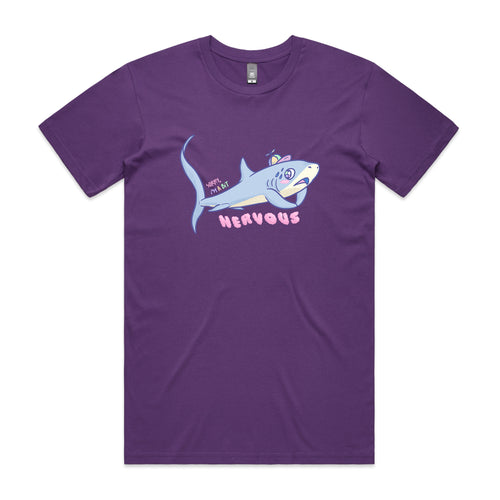 Nervous Shark Tee by Lonely Kids Club. All clothing from our T-shirts to our shorts and hoodies are ethically made, and printed packed and shipped from Sydney.