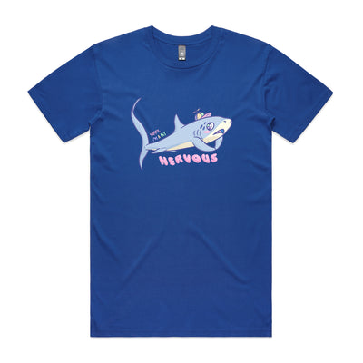 Nervous Shark Tee by Lonely Kids Club. All clothing from our T-shirts to our shorts and hoodies are ethically made, and printed packed and shipped from Sydney.