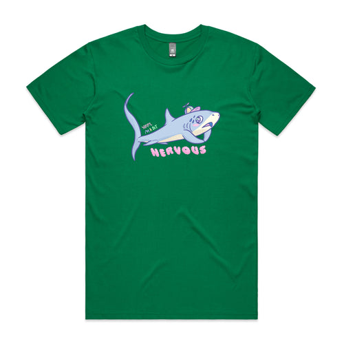 Nervous Shark Tee by Lonely Kids Club. All clothing from our T-shirts to our shorts and hoodies are ethically made, and printed packed and shipped from Sydney.