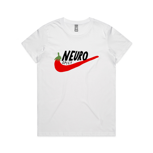 Neuro Spicy Tee by Lonely Kids Club. All clothing from our T-shirts to our shorts and hoodies are ethically made, and printed packed and shipped from Sydney.