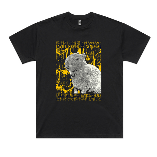 I Will Never Be Normal Tee by Lonely Kids Club. All clothing from our T-shirts to our shorts and hoodies are ethically made, and printed packed and shipped from Sydney.