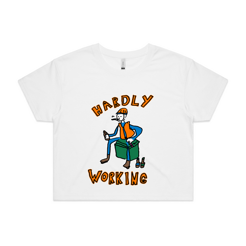 Hardly Working Tee by Lonely Kids Club. All clothing from our T-shirts to our shorts and hoodies are ethically made, and printed packed and shipped from Sydney.