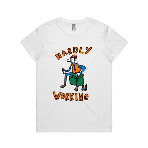 Hardly Working Tee by Lonely Kids Club. All clothing from our T-shirts to our shorts and hoodies are ethically made, and printed packed and shipped from Sydney.