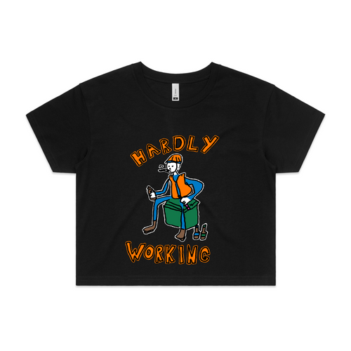 Hardly Working Tee by Lonely Kids Club. All clothing from our T-shirts to our shorts and hoodies are ethically made, and printed packed and shipped from Sydney.