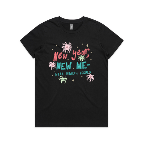 New Year, New Me Tee by Lonely Kids Club. All clothing from our T-shirts to our shorts and hoodies are ethically made, and printed packed and shipped from Sydney.