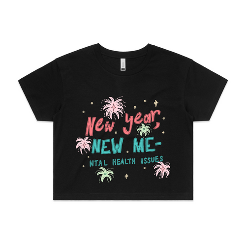 New Year, New Me Tee by Lonely Kids Club. All clothing from our T-shirts to our shorts and hoodies are ethically made, and printed packed and shipped from Sydney.