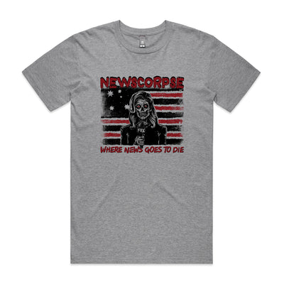 Newscorpse Tee by Lonely Kids Club. All clothing from our T-shirts to our shorts and hoodies are ethically made, and printed packed and shipped from Sydney.